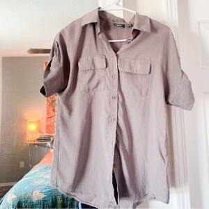 Mauve Silky Short Sleeve Button Down